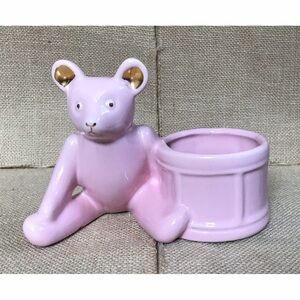 Vintage Haeger Pink Teddy Bear Drum Planter Barbiecore Cottage Grandma Core Twee